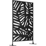 Paravent ext�rieur brise - vue d�coratif en m�tal, motif v�g�tal ajour�, couleur noir, 122 x 45 x 198 ...