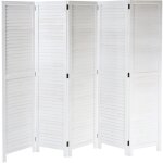 Hhg - paravent 637, cloison de sparation, style shabby vintage, 170x205 cm, blanc