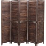 Hhg - paravent 637, cloison de sparation, style shabby vintage, 170x205 cm, brun