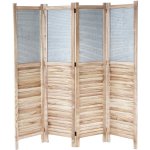 Hhg - paravent 651, cloison de s�paration en bois et m�tal, 170x160x2 cm