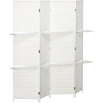 Homcom - paravent intérieur 4 panneaux 2 étagères pliables séparateur de pièce bois de pin bambou fibres ... Homcom - paravent intérieur 4 panneaux 2 étagères pliables séparateur de pièce bois de pin bambou fibres ...