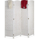 Relaxdays - paravent intrieur, 4 parties, hxl 170 x 160 cm, sparateur pliable, bois & corde papier, ...