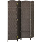 Paravent int�rieur pliable 4 panneaux 160 x 170 cm - s�parateur de pi�ce finition tress�e - pp bois pin ...