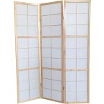 Pegane - paravent japonais bois naturel, s�parateur de pi�ce 3 pans - hauteur 175 cm x longueur 132 cm ...