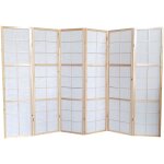 Pegane - paravent japonais bois naturel, séparateur de pièce 6 pans - hauteur 175 cm x longueur 264 cm ... Pegane - paravent japonais bois naturel, séparateur de pièce 6 pans - hauteur 175 cm x longueur 264 cm ...