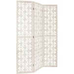 Atmosphera ? paravent bois nomade blanc ? 3 panneaux d�coratifs ? bois de paulownia et mdf ? dimensions ...