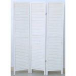 Pegane - paravent persienne de 3 pans en bois, coloris blanc lasur - dim : h170 x l120cm