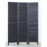 Pegane - paravent persienne de 3 pans en bois, coloris noir - dim : h170 x l120cm