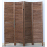 Paravent persienne de 4 pans en bois, coloris brun - dim : h170 x l160cm