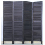 Pegane - paravent persienne de 4 pans en bois, coloris noir - dim : h170 x l160cm