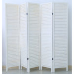 Pegane - paravent persienne de 5 pans en bois, coloris blanc - dim : h170 x l200cm