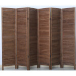Paravent persienne de 6 pans en bois, coloris brun - dim : h170 x l240cm