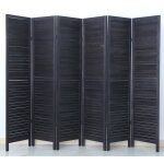 Pegane - paravent persienne de 6 pans en bois, coloris noir - dim : h170 x l240cm