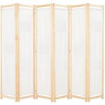 Paravent s�parateur de pi�ce cloison de s�paration d�coration meuble 6 panneaux cr�me 240 x 170 x 4 cm ...
