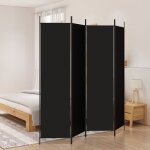 Paravent sur pied cloison de s�paration 4 panneaux noir 200x200 cm tissu 91366