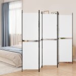 Maison chic - paravent sur pied cloison de séparation 5 panneaux blanc 250x180 cm tissu 83407 Maison chic - paravent sur pied cloison de séparation 5 panneaux blanc 250x180 cm tissu 83407