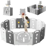 Yoleo ? parc b�b� 14 panneaux ? barri�re de s�curit� pliable avec panier de basket ? dimensions 153 x ...