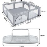 Hengmei - parc pour bb - 180 x 150 cm - centre d'activits avec base antidrapante et entre - filet ...