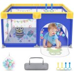 Parc b�b� xxl 127x127cm avec bracelet d'entra�nement et balles oc�aniques, barri�re de jeu avec filet ...