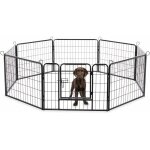 Acaza - parc  chien en 8 panneaux - chenil pour chien - avec porte - hauteur 60 cm - noir