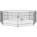 Pawhut - parc enclos pour chiens chiots animaux domestiques diam�tre 158 cm 8 panneaux 71l x 61h cm noir ...