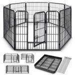 Tresko parc enclos pour chiot - 8 panneaux hauteur 60 cm, noir