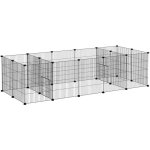 Parc enclos modulable petits animaux lapins rongeurs chiots - 18 panneaux en fil d'acier - 2 portes - ...