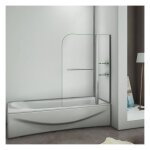 Pare baignoire 100x140cm paroi de douche pivotante � 240 degr� securit avec porte - serviette