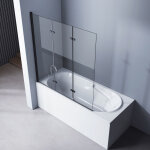 Meykoers - pare baignoire 120x140cm noir mat pivotant rabattable 3 porte de baignoire , verre trempé ... Meykoers - pare baignoire 120x140cm noir mat pivotant rabattable 3 porte de baignoire , verre trempé ...