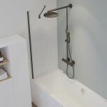 Pare - baignoire 70 x 140 cm verre 5 mm transparent, profil� noir, pare - baignoire fixe schulte