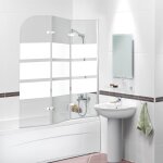 Pare - baignoire pivotant  180degr pivotant paroi de douche sanitaire 6mm nano repliable glass 3 parties ...