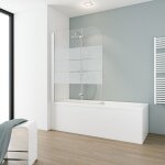 Pare - baignoire pliant 112 x 140 cm, verre 5 mm, paroi de baignoire 2 volets, �cran de baignoire pivotant, ...