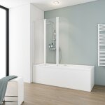 Pare - baignoire pliant 125 x 140 cm, paroi de baignoire 3 volets, verre 3 mm, cran de baignoire pivotant, ...