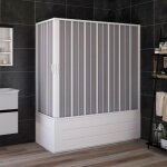 Pare - baignoire pliante en pvc blanc 70x170 cm centrale h 150 cm mod. flex