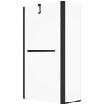 Pare baignoire avec porte - serviette et retour pivotant noir mat - (70 + 30) x 140 cm - primael