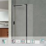 Pare douche fixe avec d�flecteur gauche en verre s�curit� transparent �p 6mm easy clean, l(83 + 32)115h195 ...