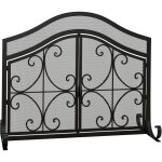 Pare - feu chemin�e po�le style fer forg� - pare - �tincelles 2 portes - dim. 105l x 40l x 80h cm - acier ...