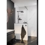 Pare - muret 80 x 120 cm verre 5 mm anticalcaire transparent, profil� noir, pare - baignoire fixe schulte ...
