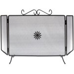 Pare - a tincelles avec 3 portes torsada es pour chemina e en fer forga cm 100x50 h