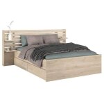 Parisot - lit 140 x 190 / 200 cm avec rangements - coloris : naturel - tenalia ii