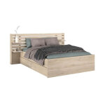 Parisot - lit 140 x 190 / 200 cm avec rangements - coloris : naturel - tenalia ii