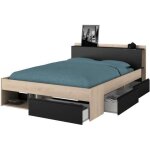 Parisot - lit adulte combo 140x190 / 200 cm - chene et noir - 3 tiroirs