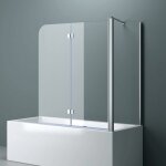 Sogood - doporro paroi de baignoire 75x120x140cm pare baignoire fixe plus 2 volets verre tremp transparent ...