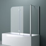 Sogood - doporro paroi de baignoire 75x120x140cm pare baignoire fixe plus 2 volets verre trempé transparent ... Sogood - doporro paroi de baignoire 75x120x140cm pare baignoire fixe plus 2 volets verre trempé transparent ...