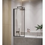 Badplaats ? paroi baignoire rotative 60 x 140 cm ? verre de s�curit� teint� 5 mm ? profil� noir mat ? ...