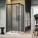Idralite - parois cabine de douche angulaire verre transparent avec easy - clean h 200 mod. prime black ...