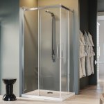 Idralite - parois cabine de douche angulaire verre transparent avec easy - clean h 200 mod. prime corner ...