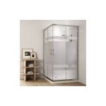 Paroi, cabine de douche carre - 2 portes coulissantes qui ferment en angle profil en chrome 80x80 srigraphi ...