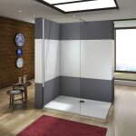 Paroi de douche 100x200cm aica en verre anticalcaire paroi de fixation avec barre de fixation la pince ...