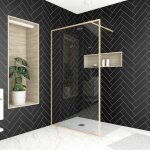 Aurlane - paroi de douche 120x200 cm - cadre et bras aluminium or dor� bross� - goldy contouring